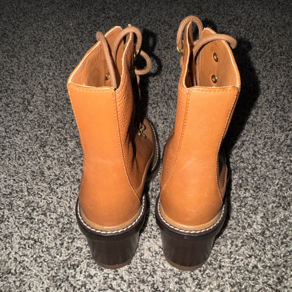 Tory Burch Tan Lace-Up Leather Combat Boots Excellent Condition - Picture 3 of 5
